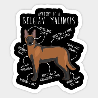 Mahogany Red Belgian Malinois Dog Anatomy Sticker